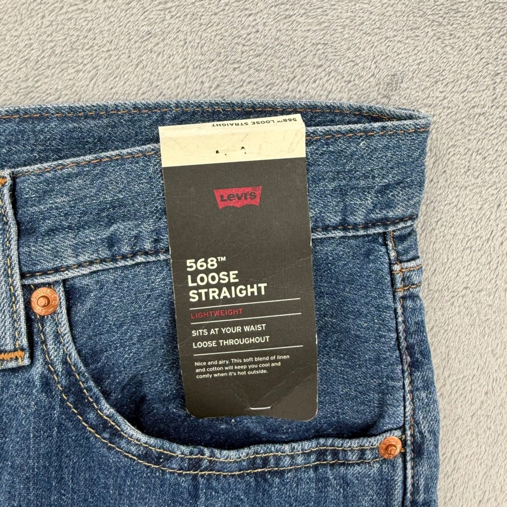 Levis Premium 568 Loose Straight Lightweight Linen Cotton Jeans Men's Sz 31x32 - Picture 12 of 16